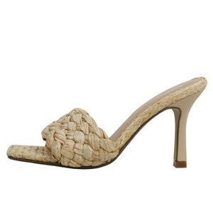 Raffia Braided Square Toe Heels